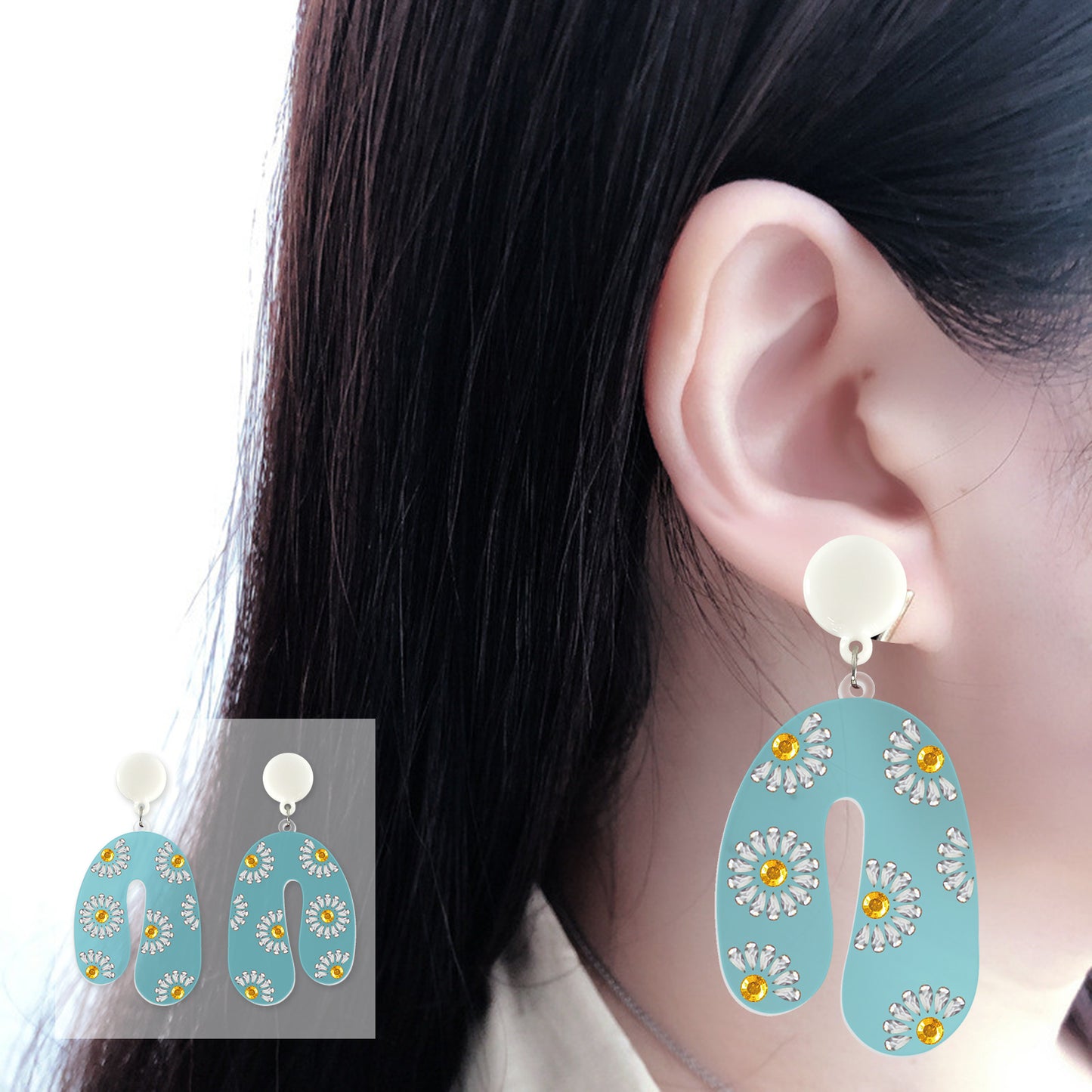 Diamond Painting Earrings 5D Mosaic Ear Dangles Jewelry
