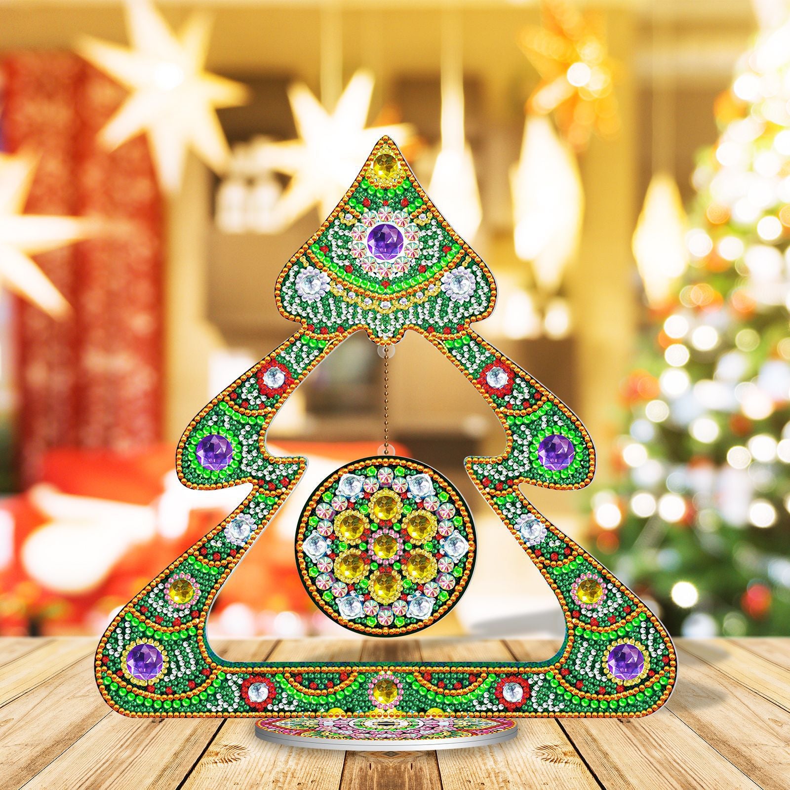 10pcs/set DIY Diamond Art Valentine's Holiday Ornaments Without Tray Wood  Material Diamond Painting Crystal Rhinestone Ornaments With Stand Table Deco