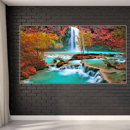 Red Waterfall  - Full Round Diamond Painting - 40x70cm