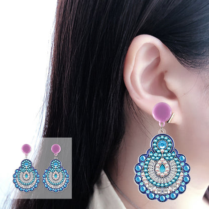 Diamond Painting Earrings 5D Mosaic Ear Dangles Jewelry