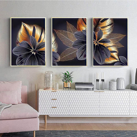 Abstract Flowers - Full Round Diamond Painting - 30x40cm / 3pack
