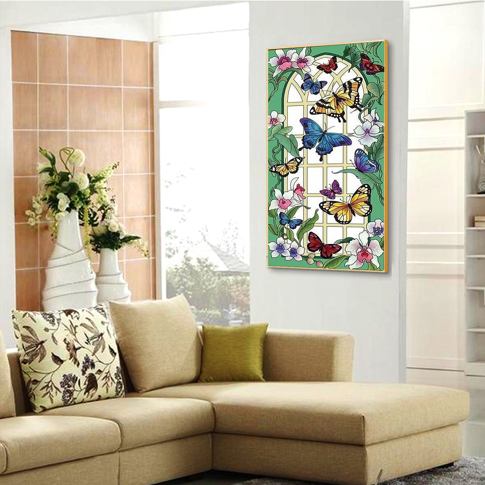 Butterfly Window - Full Round Diamond Painting - 30x55cm