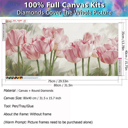 Tulip Flower - Full Round Diamond Painting Kits - 90x40cm