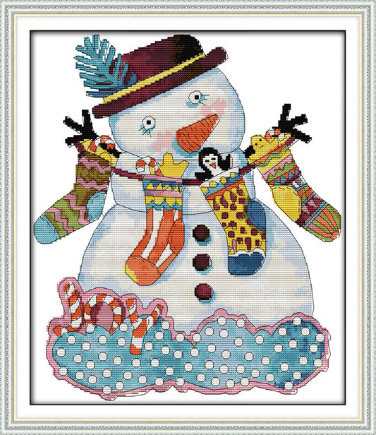 Christmas snowman - 14CT Stamped Cross Stitch Kit - 35×40cm