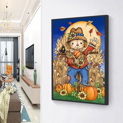 diamond painting Scarecrow Pumpkin - Full Round Diamond Painting - 30x40cm YALKIN