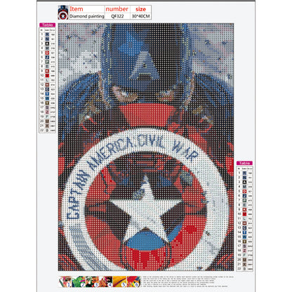 Captain America - Full Round Diamond Painting - 30x40cm