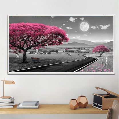 Purple Tree and Road - Full Round Diamond Painting - 70x40cm