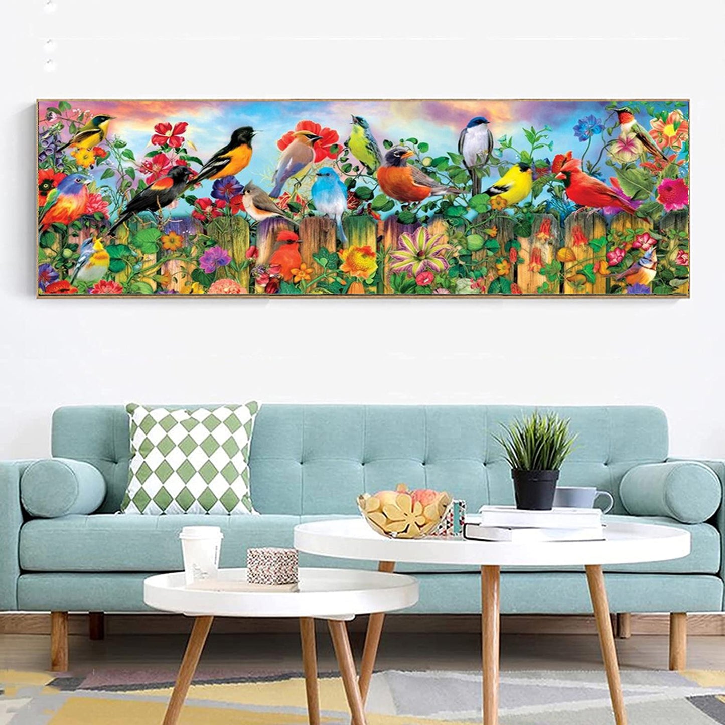 Birds Flower - Full Round Diamond Painting - 90x30cm
