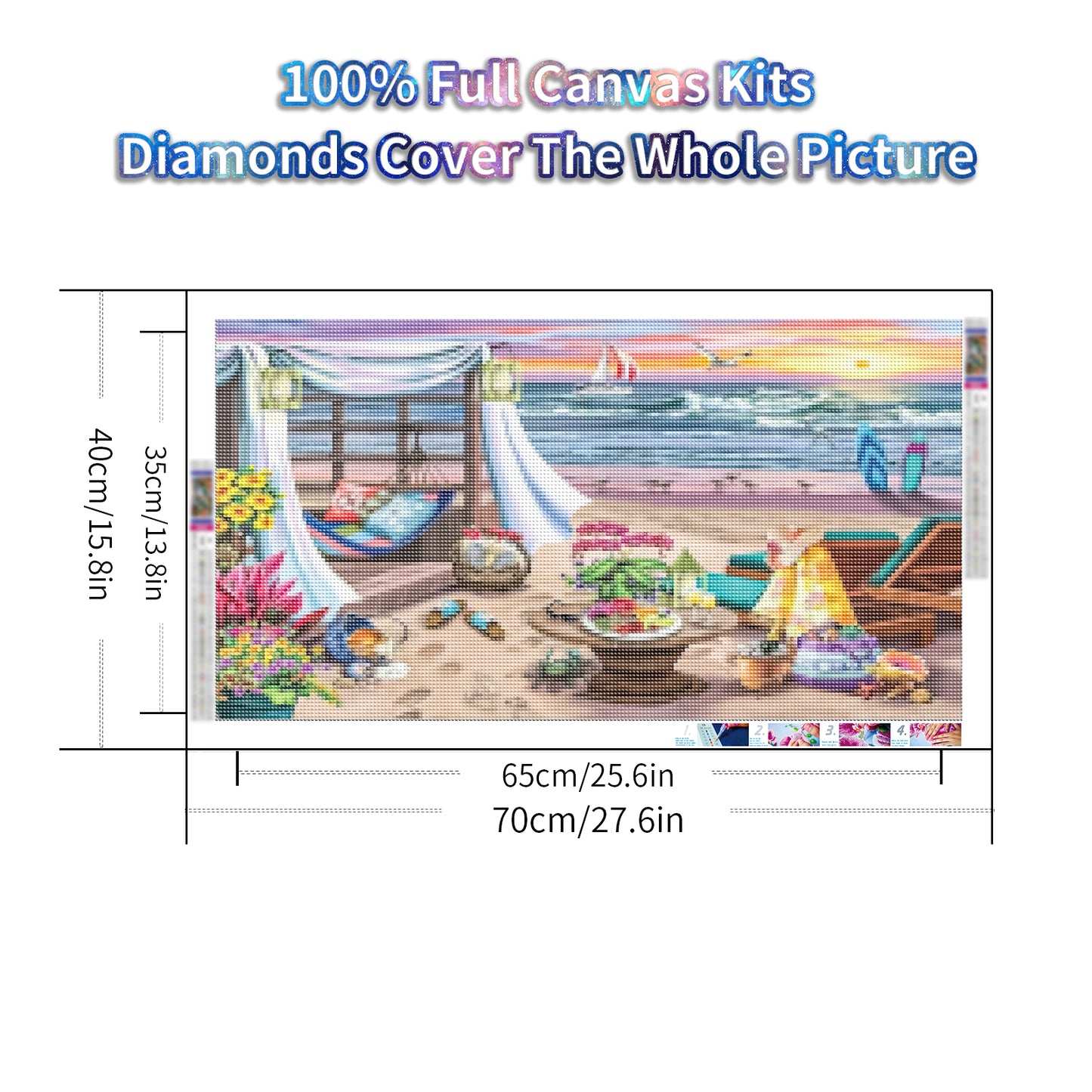 Seaside Camping - Full Round Diamond Painting - 70x40cm