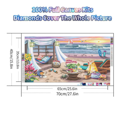 Seaside Camping - Full Round Diamond Painting - 70x40cm
