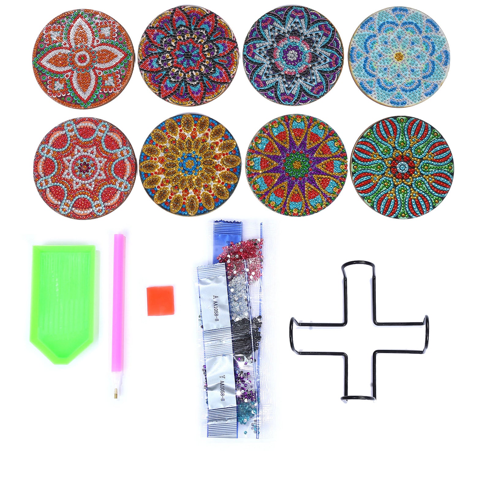 5D DIY Diamond Painting Mandala acrylic Round Coaster Cup Cushion Kits - 8  pack – YALKIN