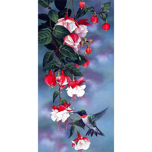 Hummingbird Flower - Full Round Diamond Painting - 30x55cm