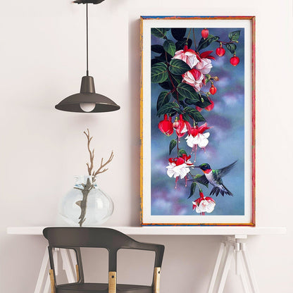 Hummingbird Flower - Full Round Diamond Painting - 30x55cm