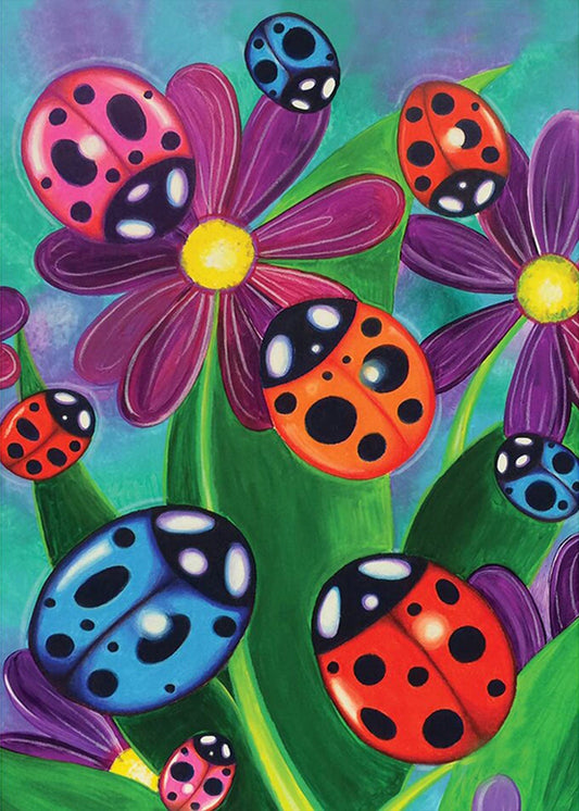 Ladybug flower - Full Round Diamond Painting - 30x40cm