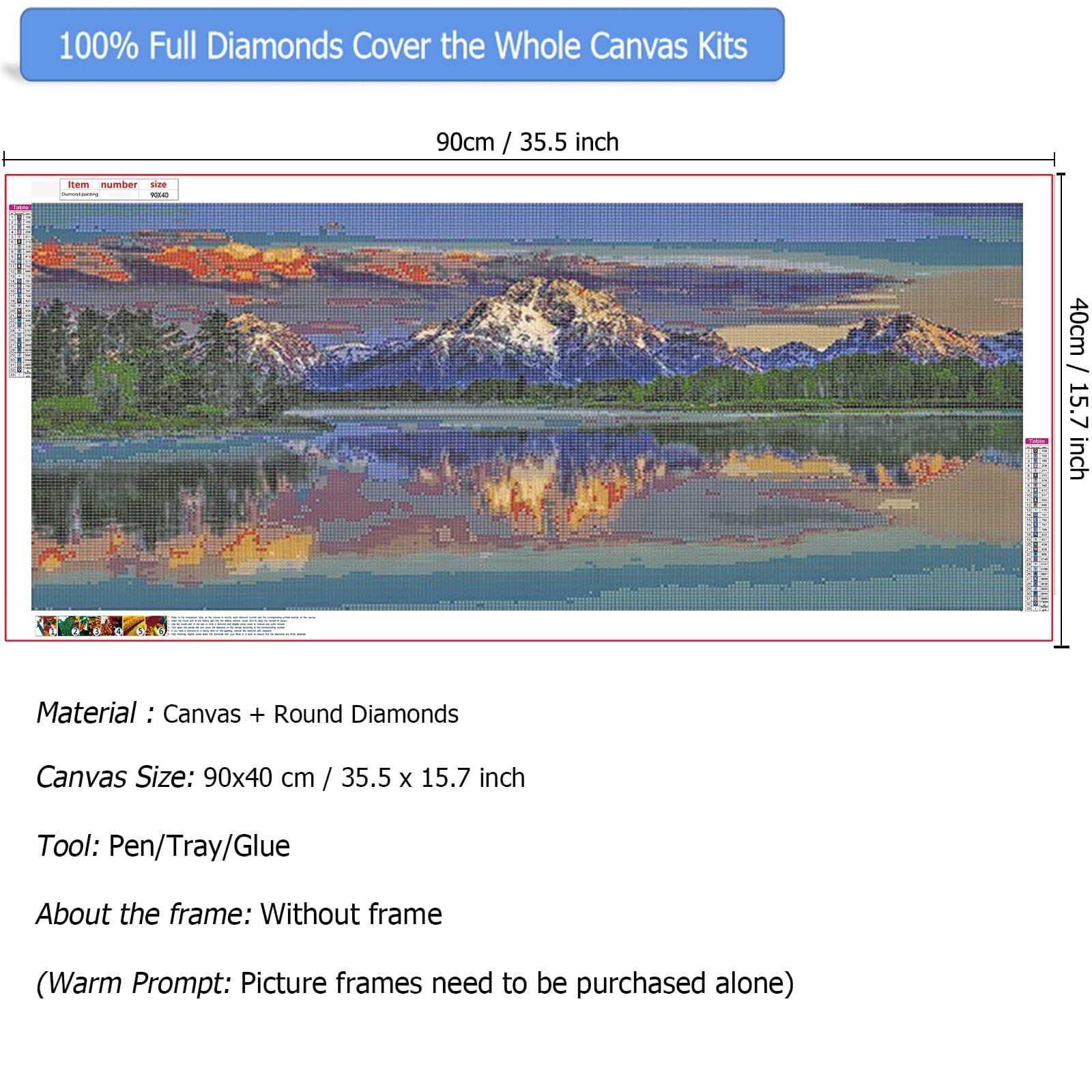 Mountain - Full Round Diamond Painting - 90x40cm YALKIN
