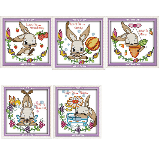 Rabbit Love  - 14CT Stamped Cross Stitch Kit YALKIN