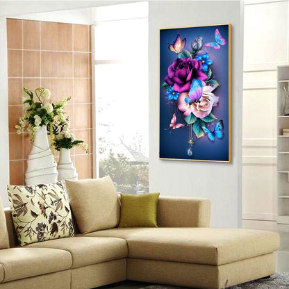 Rose Butterfly - Full Round Diamond Painting - 30x55cm