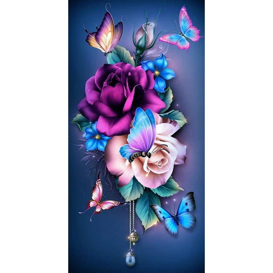 Rose Butterfly - Full Round Diamond Painting - 30x55cm