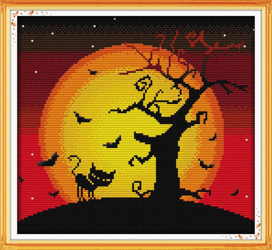 The night of Halloween - 14CT Stamped Cross Stitch Kit - 31×29cm YALKIN